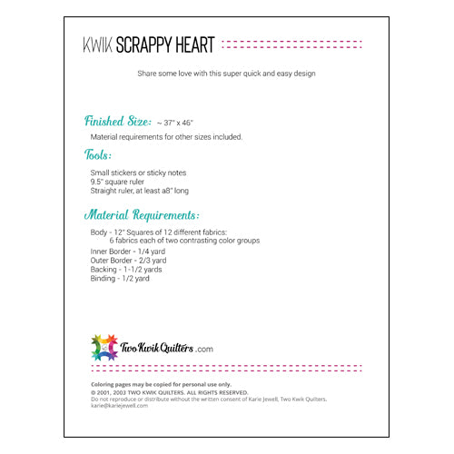 Kwik Scrappy Heart Pattern - PDF